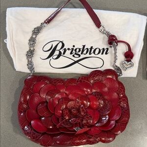 Brighton Red Textured Floral Shoulder Bag